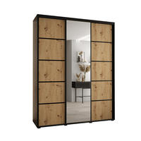 SCHWEBETÜRENSCHRANK 235,2/180/60 3-türig - Schwarz/Eiche Artisan, Holz/Metall (180/235/60cm) - Abiks Möbel