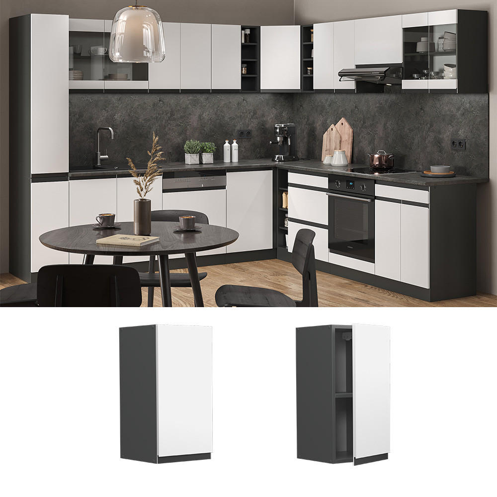 HÄNGESCHRANK R-Line Weiß 30 cm J-Shape - Anthrazit/Weiß, Holzwerkstoff (30/60/31cm) - Vicco