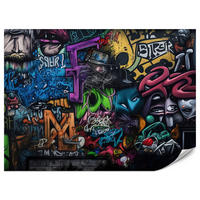 FOTOTAPETE für Jugendzimmer Bunte Graffiti Figura Schrift Abstrakt 200x140 - Blau/Pink, Papier (200/140cm) - Muralo