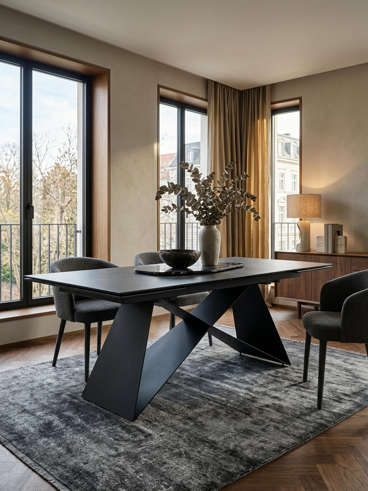 ESSTISCH Ausziehbar Keramik Glas Marmoroptik Rechteckig Groß, Schwarz 180x95x78 cm - Schwarz, Keramik/Metall (95/180/78cm) - KADIMA DESIGN