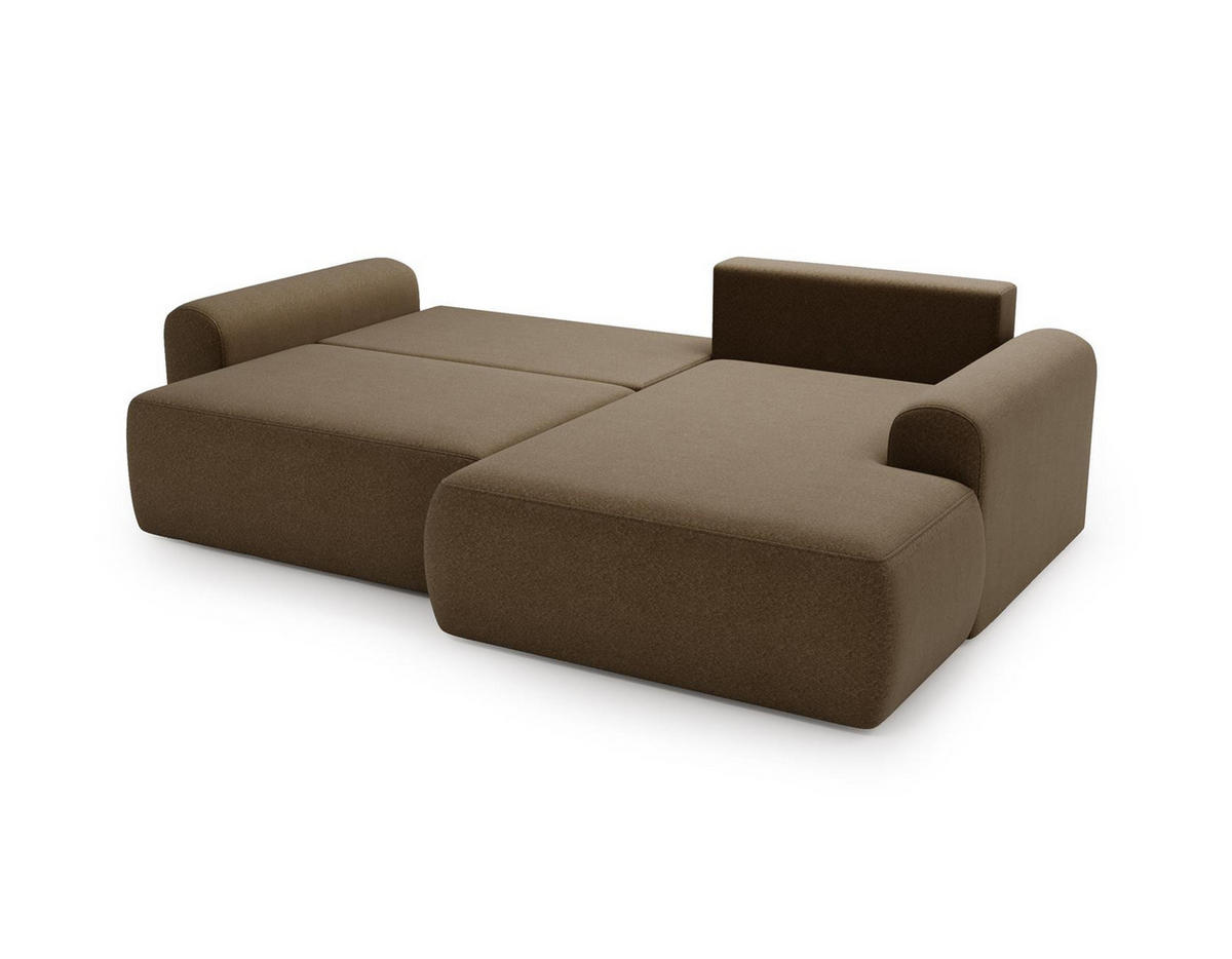 ECKSOFA Aurora Braun, mit Schlaffunktion in Lambi Stoff, rechte seite - Braun, Holzwerkstoff/Textil (257/177cm) - Bettso