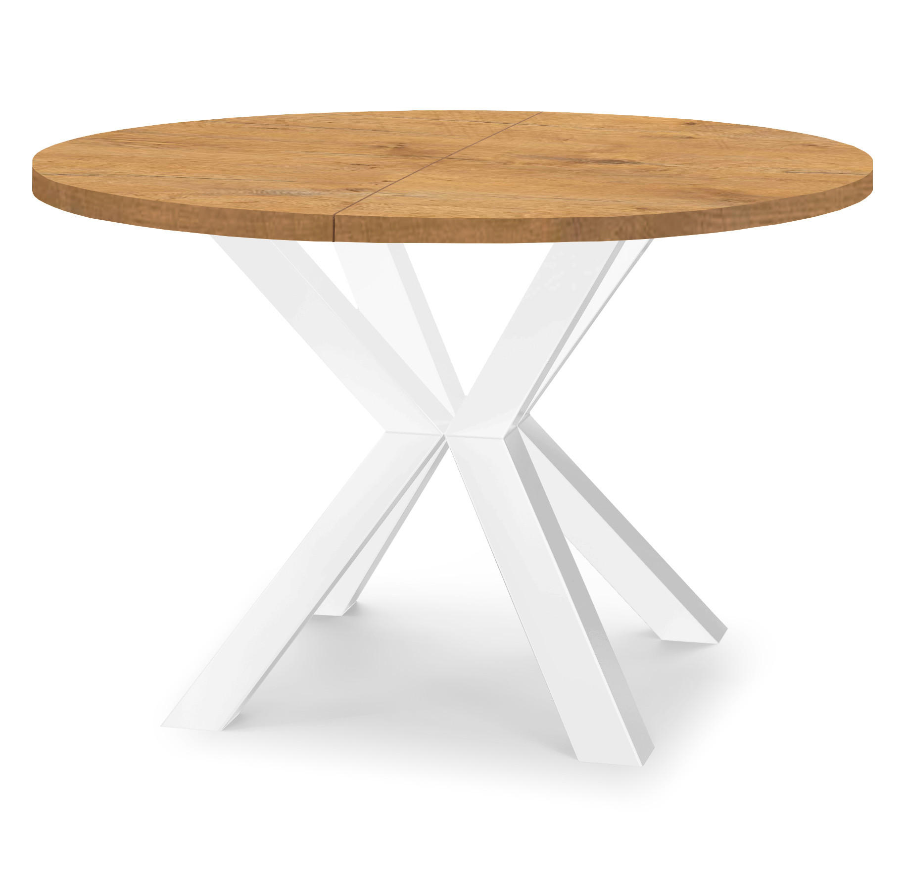 ESSTISCH RAL mit Holzbeinen, Durchmesser: 90 / 140 cm Eiche Lancelot / Weiß - Eichefarben/Weiß, Holz (90/140/77cm) - Dekori_Interiors