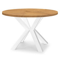 ESSTISCH RAL mit Holzbeinen, Durchmesser: 90 / 140 cm Eiche Lancelot / Weiß - Eichefarben/Weiß, Holz (90/140/77cm) - Dekori_Interiors