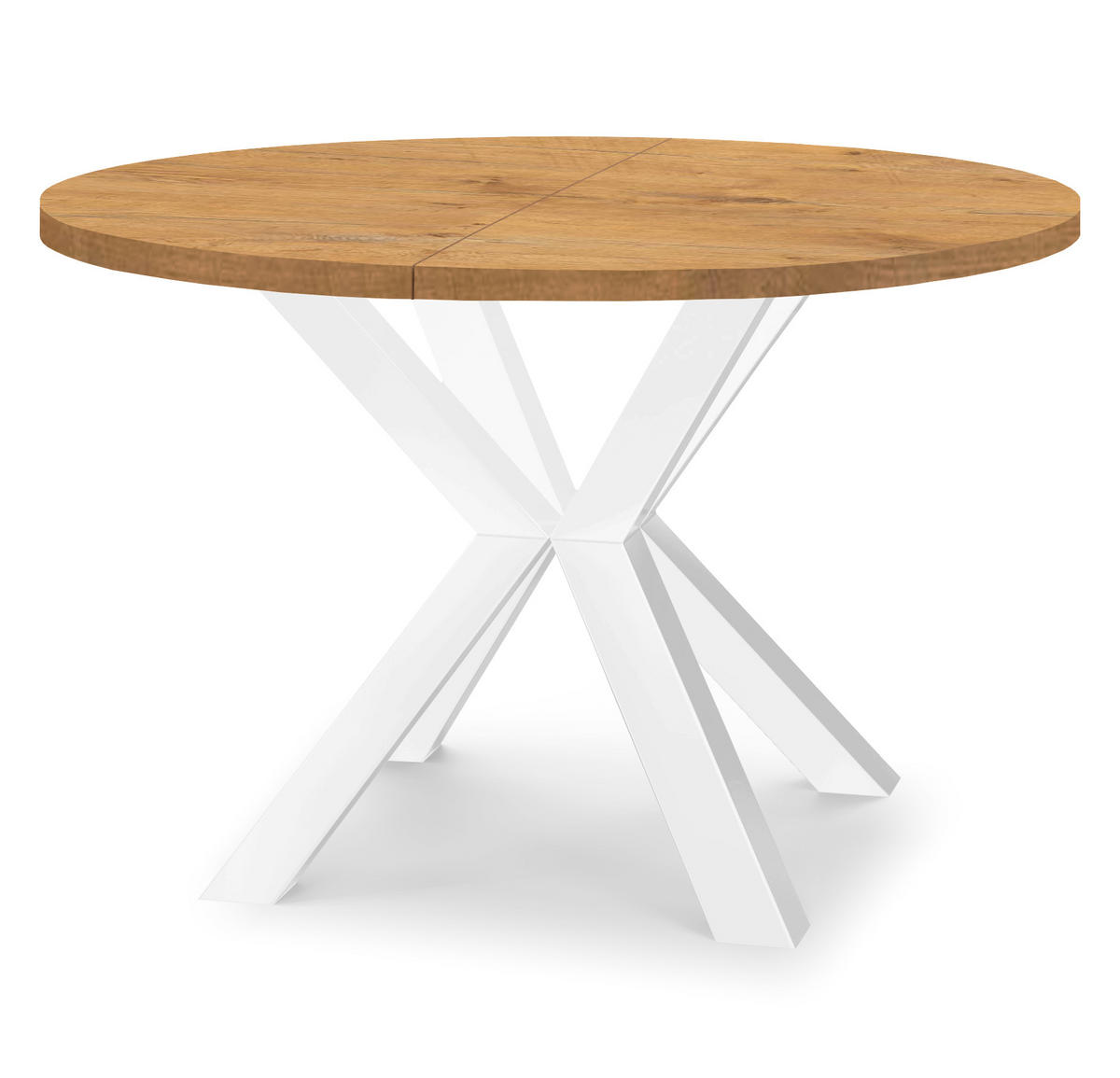 ESSTISCH RAL mit Holzbeinen, Durchmesser: 90 / 140 cm Eiche Lancelot / Weiß - Eichefarben/Weiß, Holz (90/140/77cm) - Dekori_Interiors