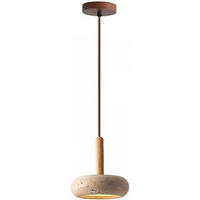 PENDELLEUCHTE Travertin Gelb LED & Holz, Höhenverstellbar - Gelb, Stein (10/15/15cm) - Authentics