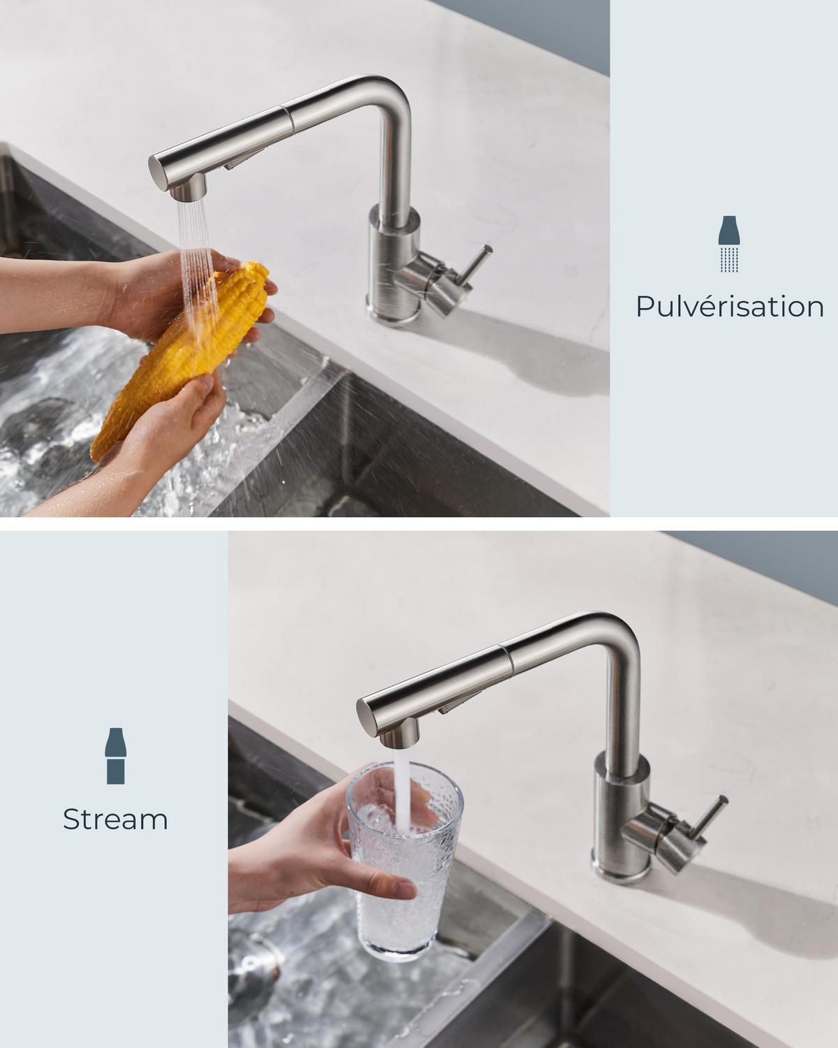 KÜCHENARMATUR Ausziehbar 37 x 25 x 6 silber - Grau, Metall (52/6/24cm) - Vallsero