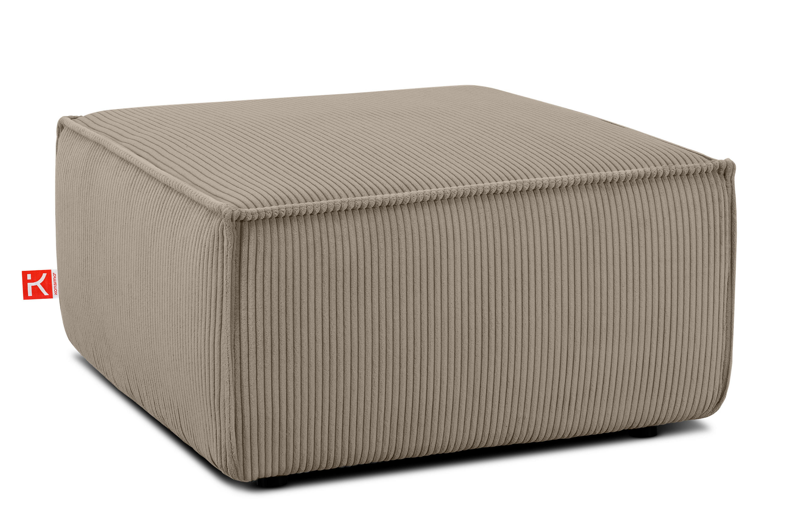SITZPOUF NAPI gefederte Sitzfläche, beige - Beige/Schwarz, Textil (83/45/83cm) - KONSIMO®