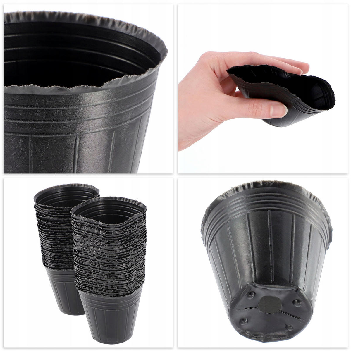 SAMENTOPF, rund, 7 cm, 100 Stück - Schwarz, Kunststoff - KADAX