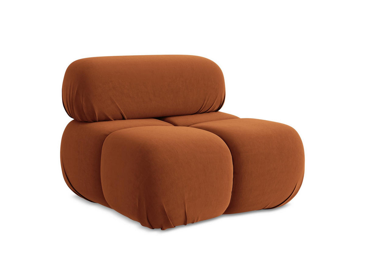 SESSEL Samt Stoff Orange - Beige/Terra cotta, Kunststoff/Textil (96/70/95cm) - Makamii