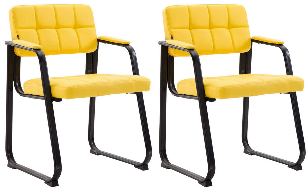 ARMLEHNENSTUHL 2er Set Lederlook Gelb - Gelb, Textil/Metall (59/84/58cm) - CLP