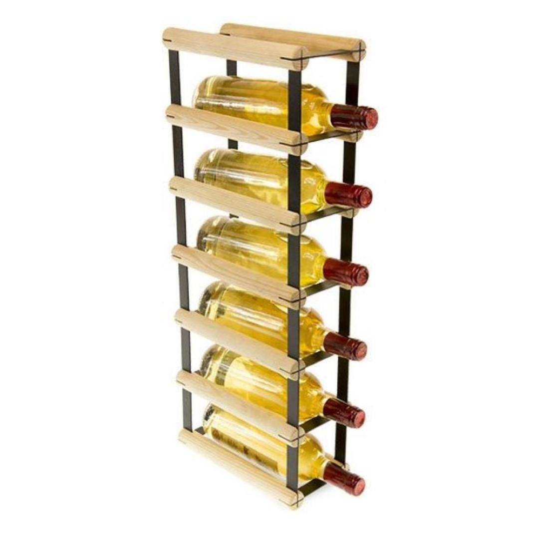 WEINREGAL Vinotega Mod Metal 62,5x12,5x24,5 cm 1x6 Flaschen Massives Kiefernholz Natur - Naturfarben, Holz (12.5/62.5/24.5cm) - PROREGAL