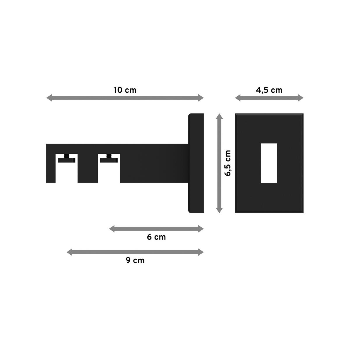 TRÄGER FÜR INNENLAUFSTANGEN 14x35 mm, Smartline 2-läufig, Schwarz - Schwarz, Metall (10/6.5/4.5cm) - INTERDECO