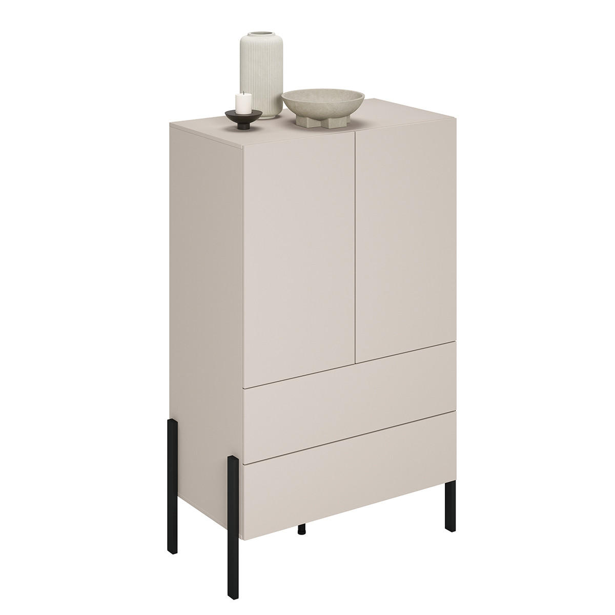SCHRANK 2 Türen Bérénice Kaschmir - Beige, Holzwerkstoff (90/150/50cm) - Petits-meubles