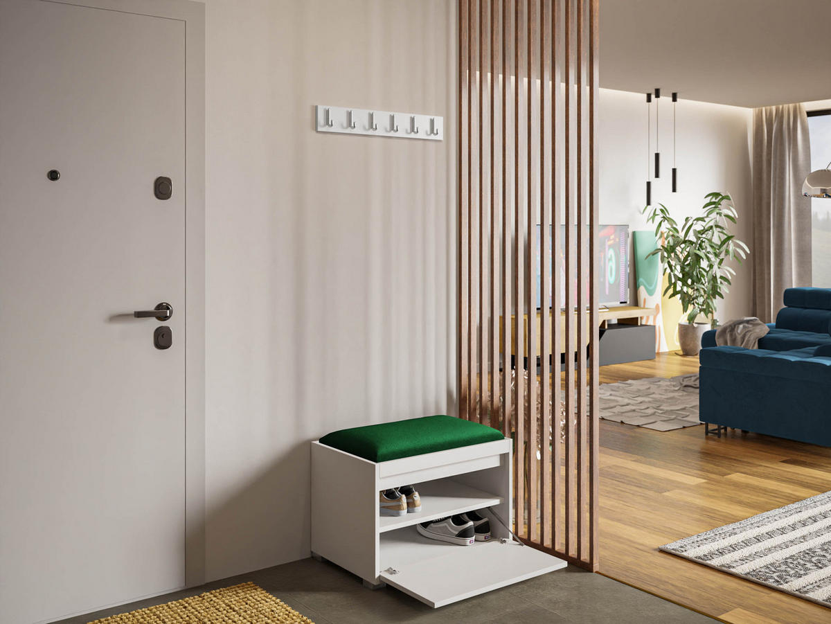 GARDEROBEN-SET Grawis 60 III - Silberfarben/Grün, Holzwerkstoff/Kunststoff (64.5/45/34cm) - MIRJAN24