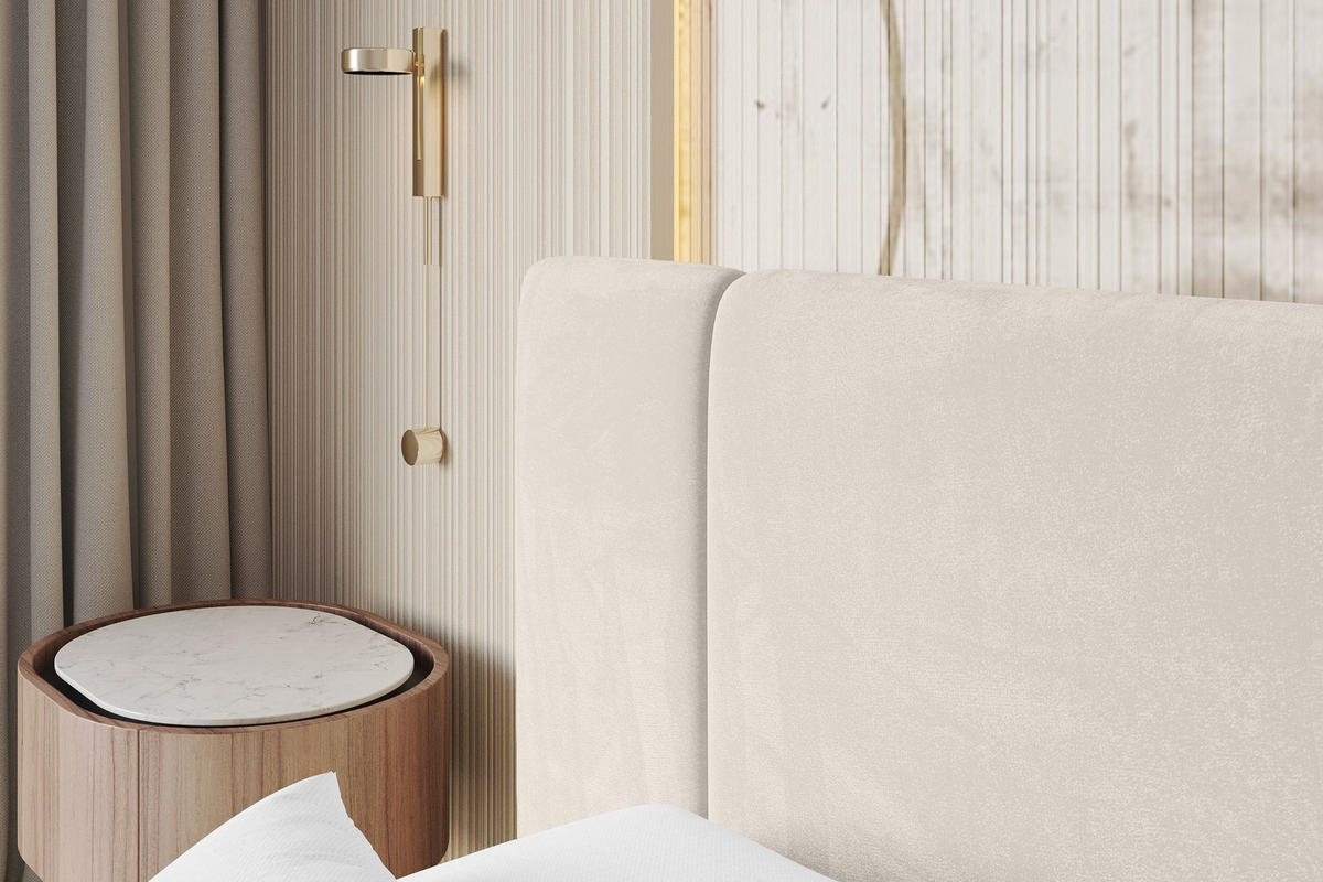 POLSTERBETT mit Bettkasten, Fußteil und Lattenrost, Bett mit Matratze H3/H4 - TEVO-Z 160x200 Beige - Ecru, Holzwerkstoff/Textil (160/200cm) - ALTDECOR