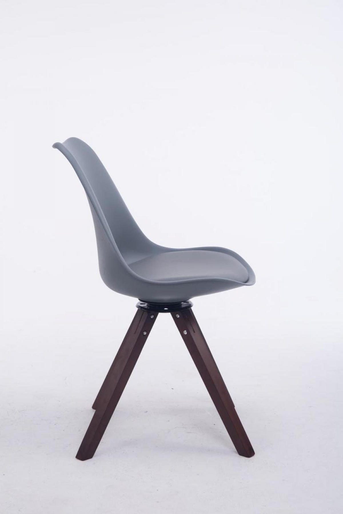 DREHSTUHL Lederlook grau - Walnussfarben/Grau, Holz/Textil (48/84/56cm) - CLP