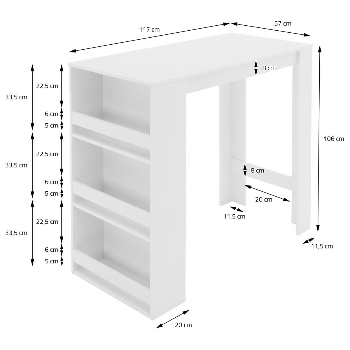 BARTISCH Regal rechteckig Weiß 117/106/57 cm - Weiß, Holzwerkstoff (57/106/117cm) - ML-DESIGN