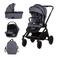 KOMBIKINDERWAGEN Magnum 3 in 1 grau Aluminium, i-Size, 5-Punkt-Gurt, 3-Punkt-Gurt, Babywanne, Babyschale - Grau, Metall (96/59/104cm) - Chipolino