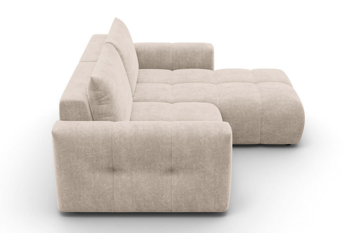 ECKSOFA VERONA 3-Sitzer rechts, Beige - Beige/Schwarz, Holz/Textil (224/173cm) - Courtois Laville