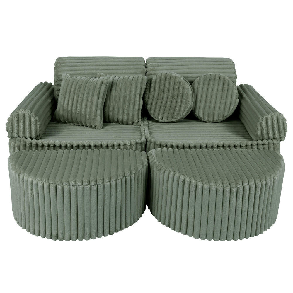 KINDERSOFA, Pocket Max, Churros, Salboliv - Olivgrün, Textil (120/25/60cm) - MeowBaby