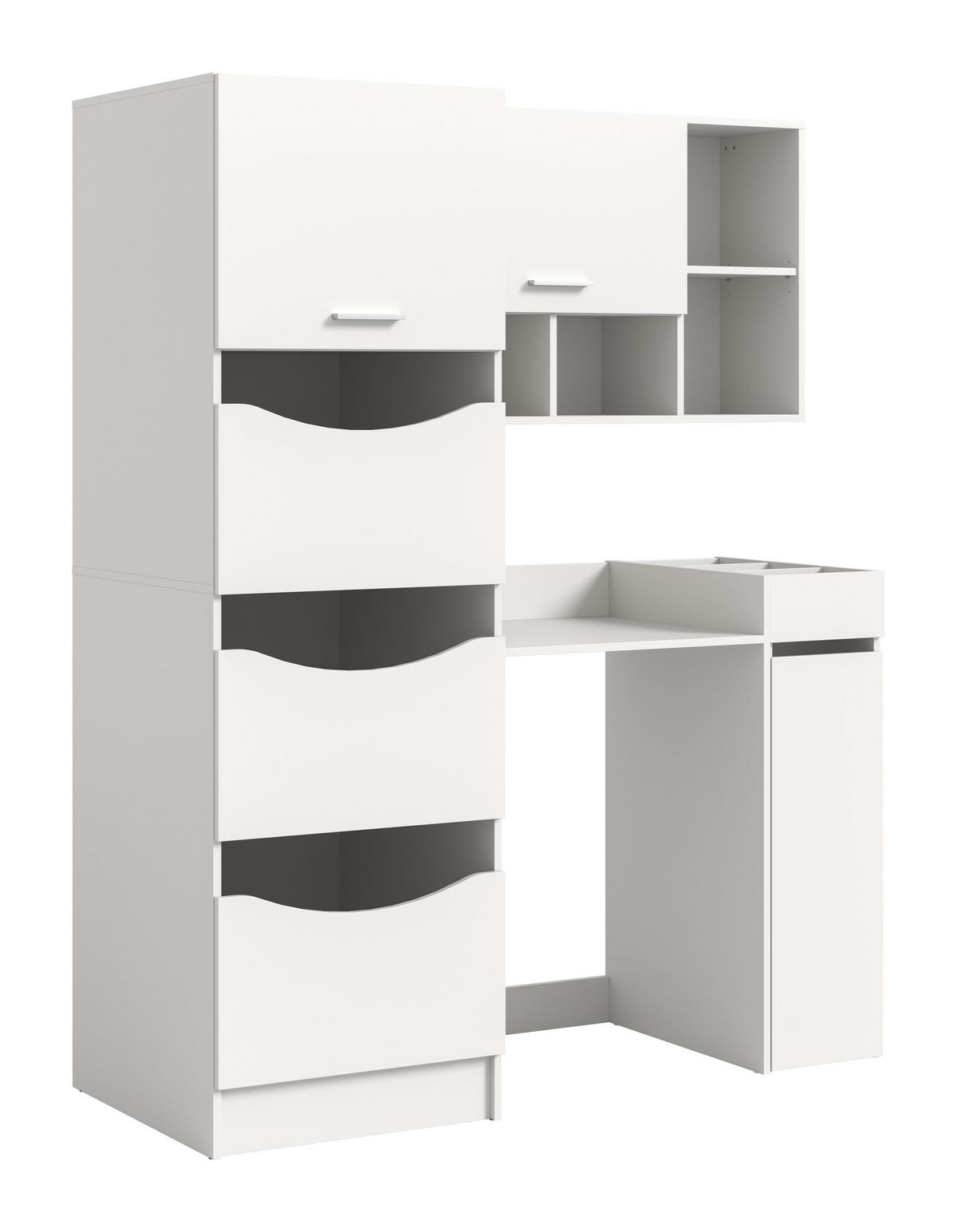 WASCHMASCHINENUMBAU 4tlg. Set Mixx Bad in weiß Nachbildung - modernes Design - B/H/T: 126x195x68 cm - Weiß, Holzwerkstoff (126/195/68cm) - Homes & Jones