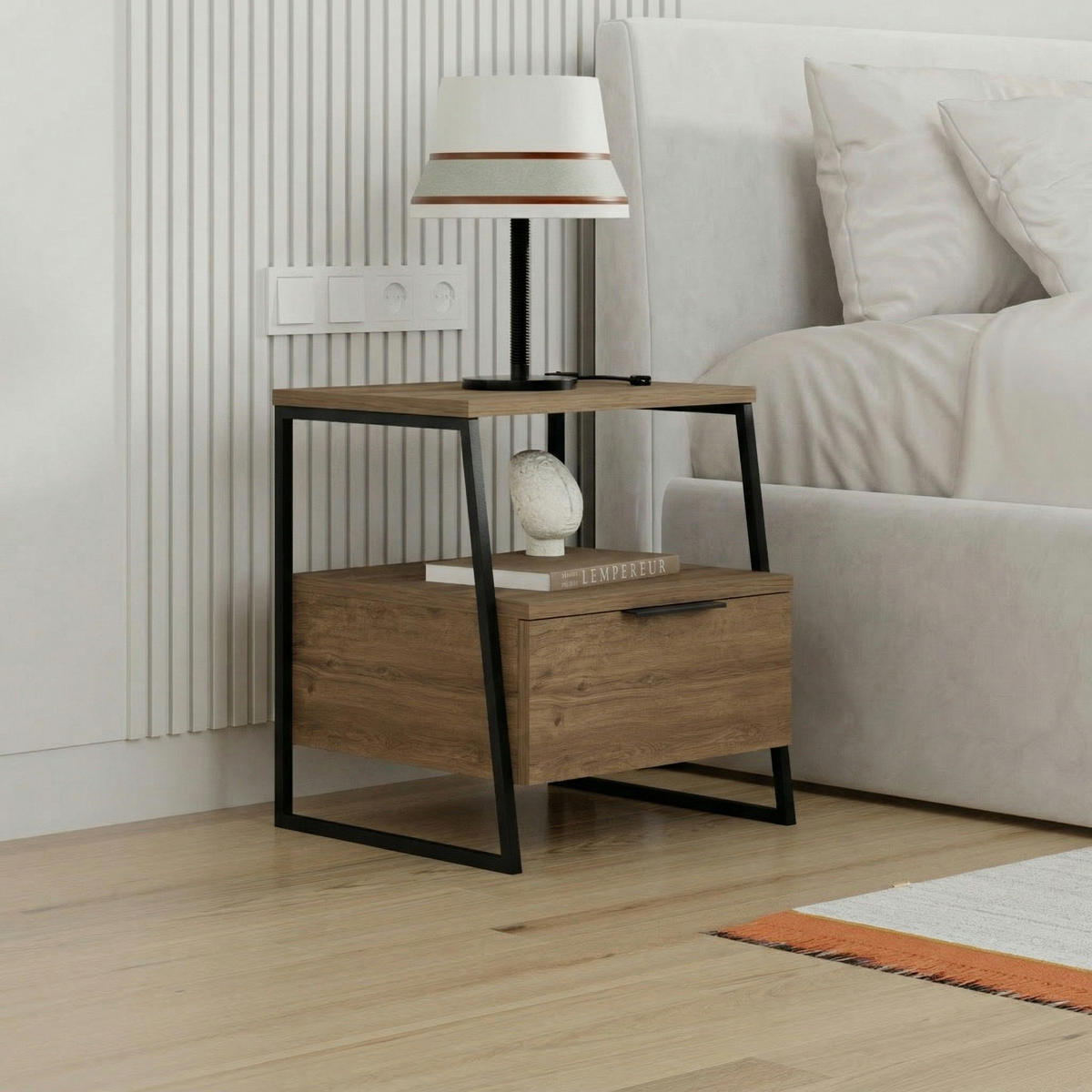 NACHTTISCH Pal Dunkle Eiche 45/40/50 cm - Walnussfarben, Holzwerkstoff (45/50/40cm) - Decortie