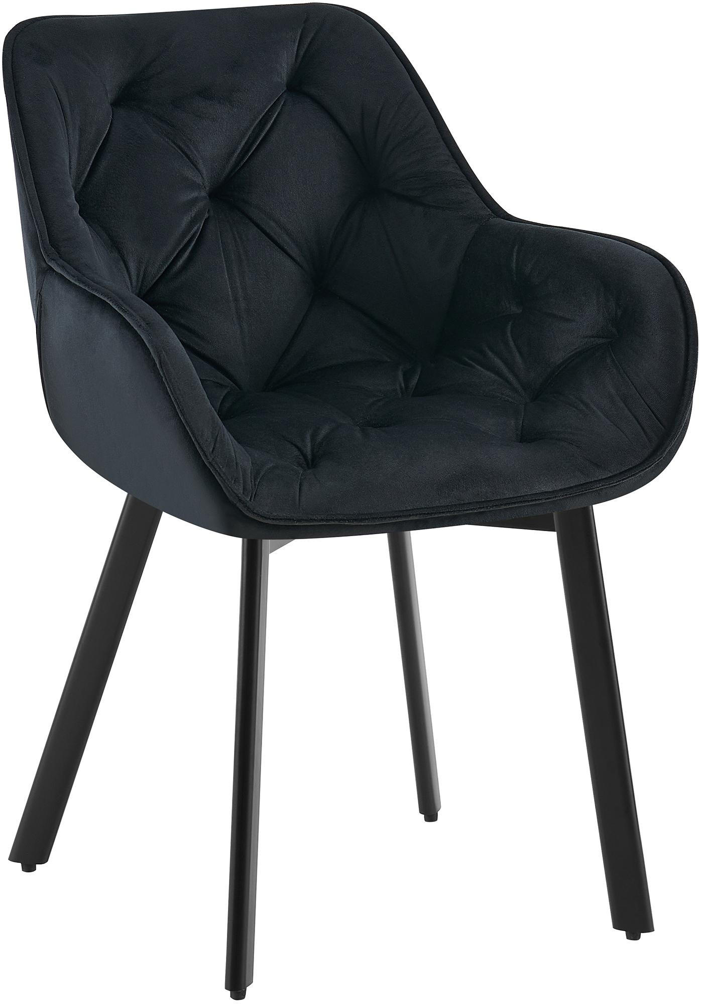 ARMLEHNENSTUHL Samt Schwarz - Schwarz, Textil/Metall (57/84/62cm) - CLP