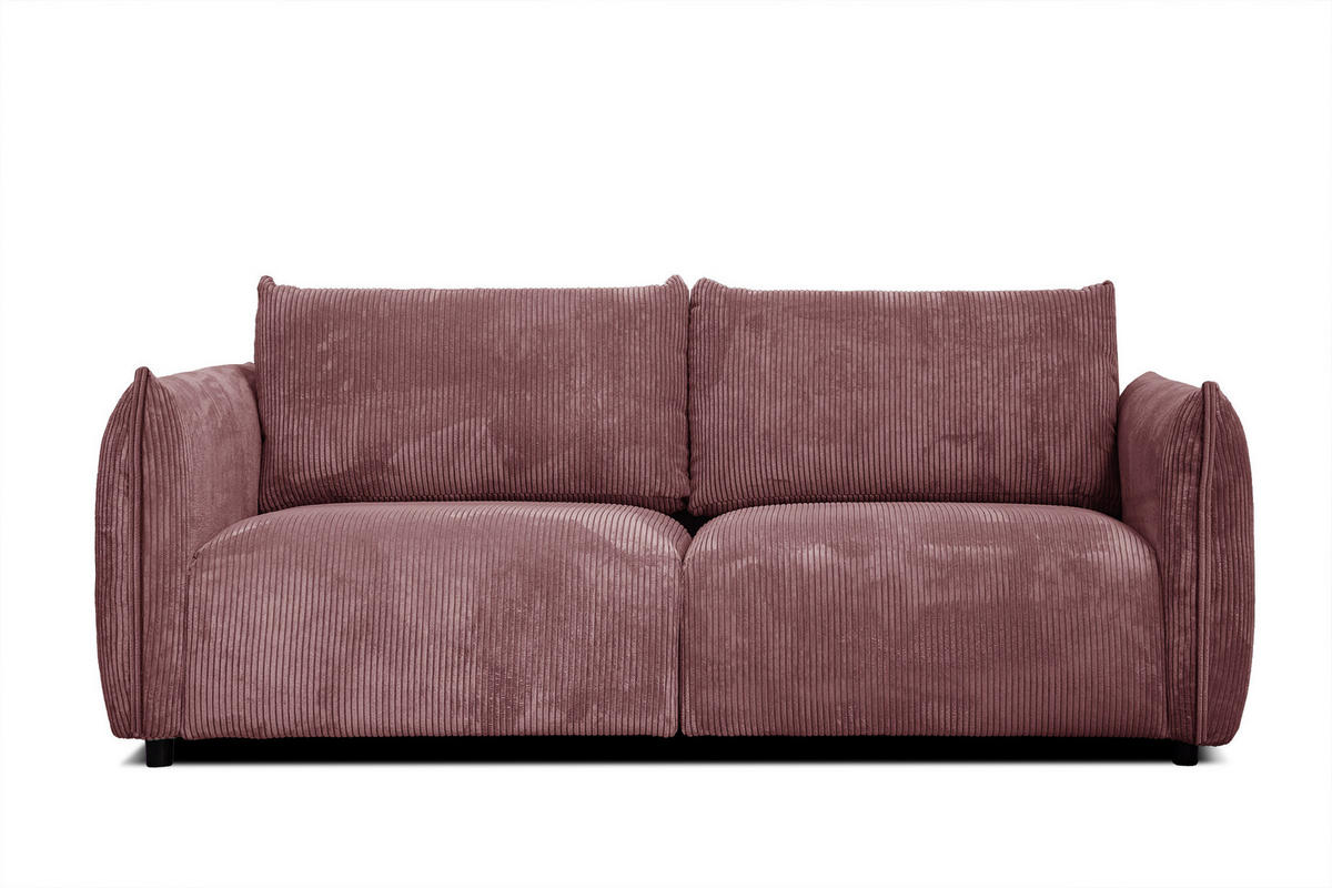 SOFA TAUER 3-Sitzer, altrosa - Schwarz/Altrosa, Holzwerkstoff/Kunststoff (112/84/206cm) - Courtois Laville