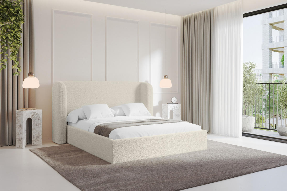 POLSTERBETT mit Bettkasten und Lattenrost, Boxbett ohne Matratze - ESTI 160x200 Beige - Sandfarben, Holzwerkstoff/Textil (160/200cm) - ALTDECOR