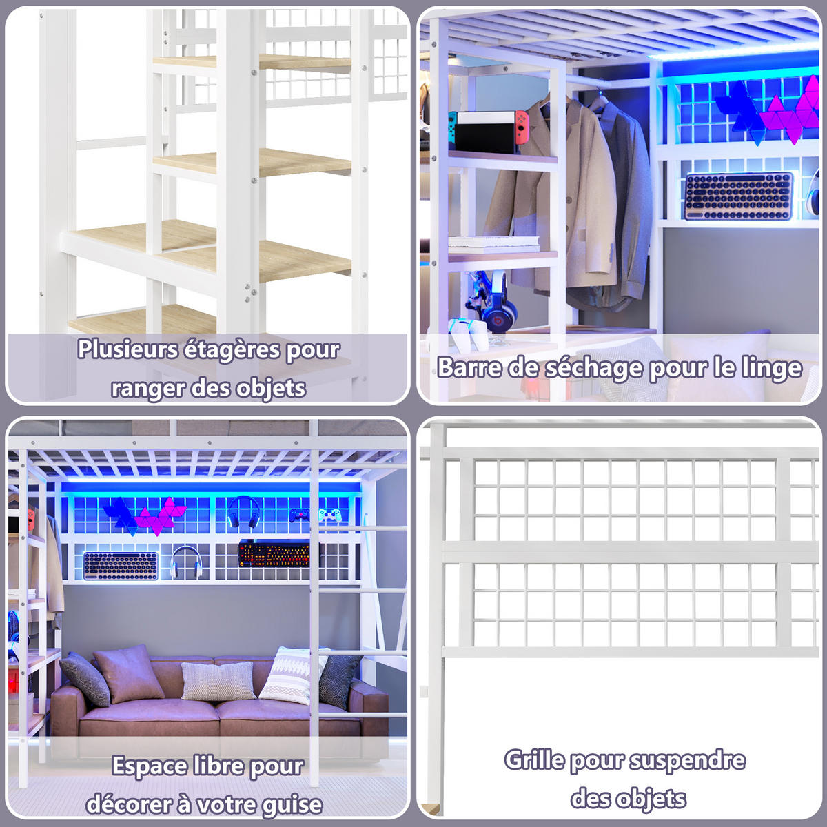 HOCHBETT Eisen 90/200 cm Weiß - Weiß, Metall - Raumix