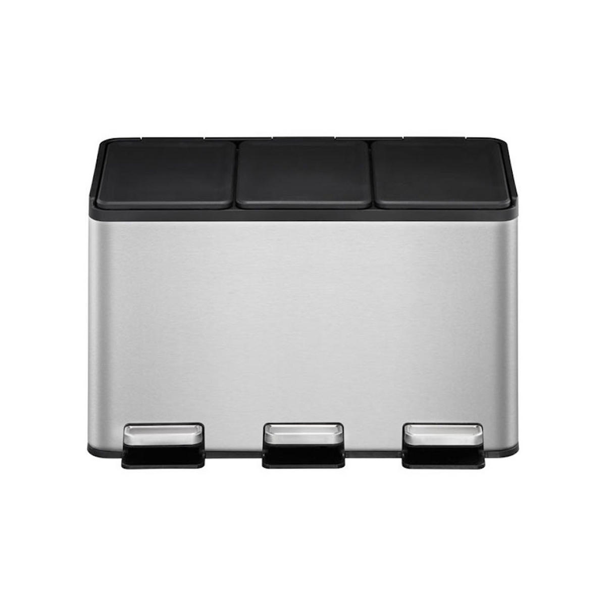 MÜLLEIMER rechteckig 30 Liter 37,1x59,5x32,1 cm, Edelstahl Silber - Silberfarben, Metall (59.5/37.1/32.1cm) - PROREGAL