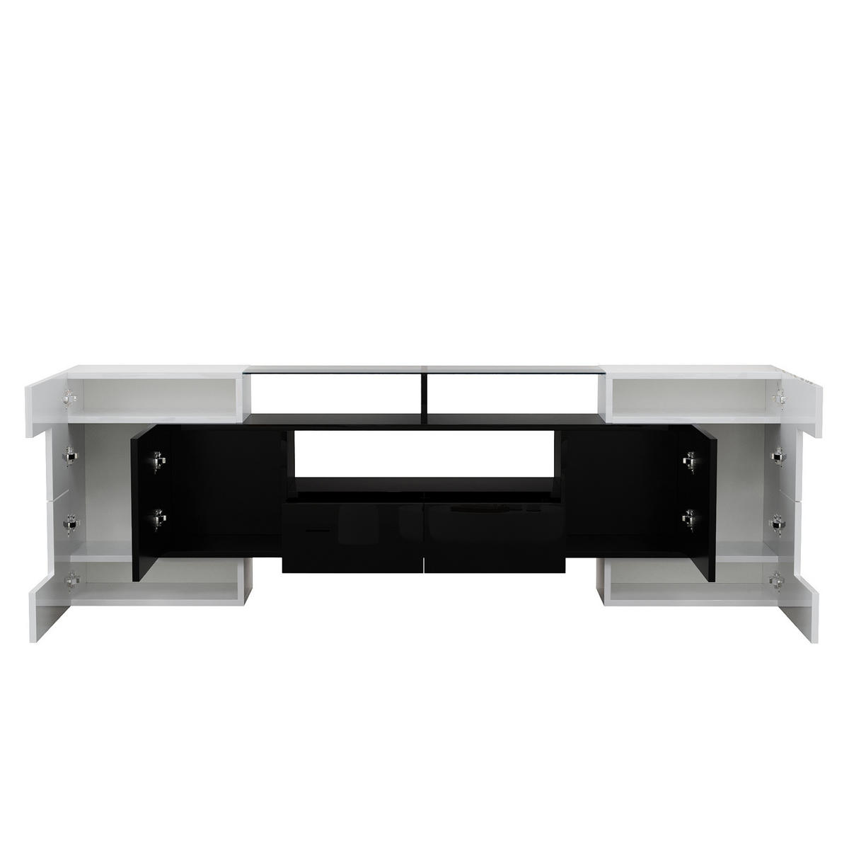 LOWBOARD 200/35/60 cm Weiß/Schwarz aus Spanplatte mit LED-Beleuchtung - Schwarz, Holzwerkstoff (35/60/200cm) - OKMYHOME