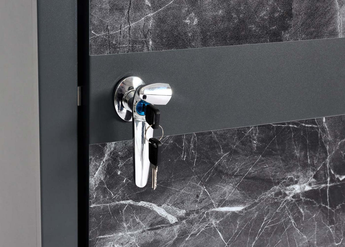 MÜLLTONNENBOX 1er 117x68x80cm Anthrazit Marmor-Optik dunkel - Creme, Metall (68/117/80cm) - PROREGAL