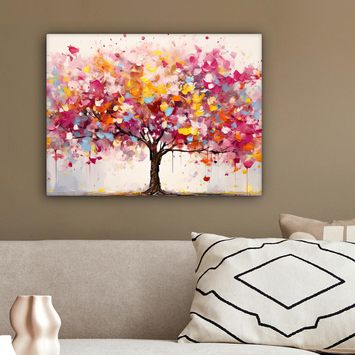 LEINWANDBILD Aquarell - Baum - Kunst - Abstrakt 40x30 cm - Multicolor, Textil (40/30cm) - MuchoWow