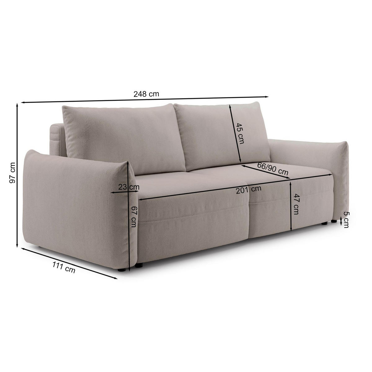 SCHLAFSOFA Theolla Grün - Schwarz/Grün, Textil/Metall (248/97/111cm) - Selsey