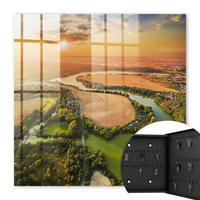SCHLÜSSELBOX Schwarz 30x30 cm- Türöffnung nach rechts - Landschaft der Natur - Grün, Metall (30/30/5cm) - TULUP