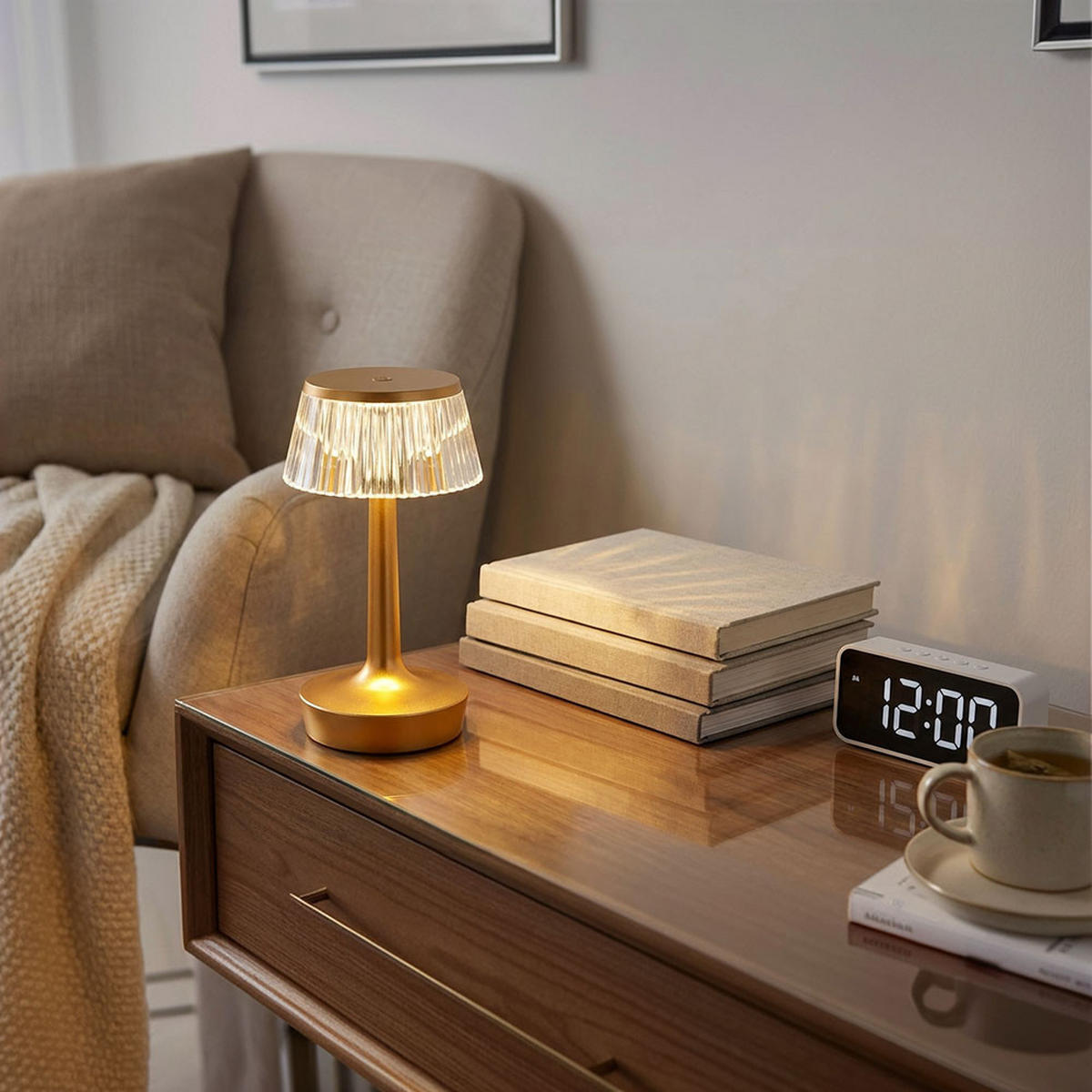 LED TISCHLEUCHTE Messing Kristall-Effekt 2er Set - Messingfarben, Kunststoff (12/12/23cm) - Globo Lighting