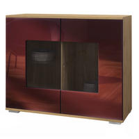 KOMMODE Grömitz Bordeaux Hochglanz - Bordeaux, Holzwerkstoff (92.5/75.5/35cm) - Vladon