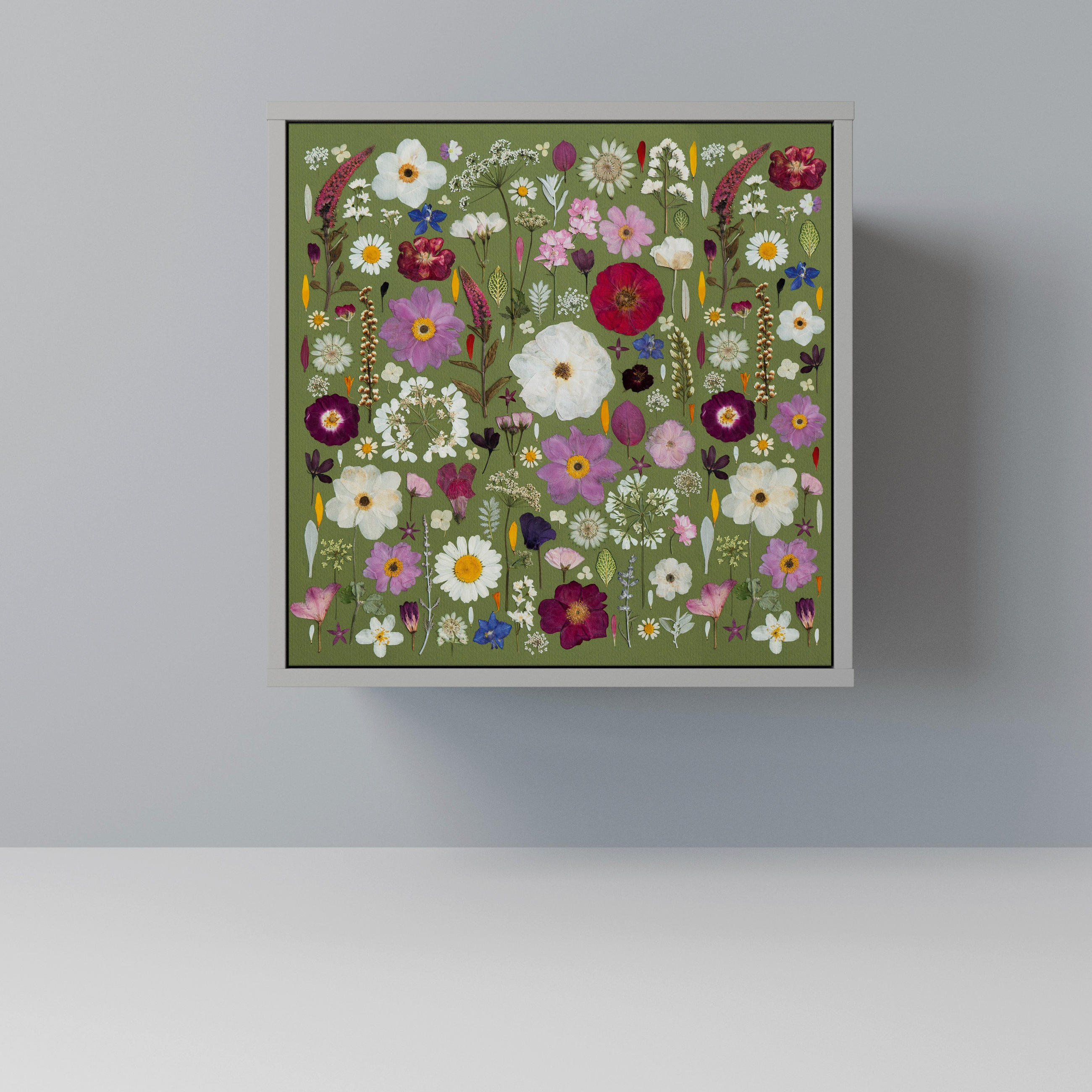 SIDEBOARD WILD GARDEN, Grau, 57,5x42x57,5 cm, Ohne Füße - Multicolor/Grau, Holzwerkstoff (57.5/57.5/42cm) - SpaceRebels