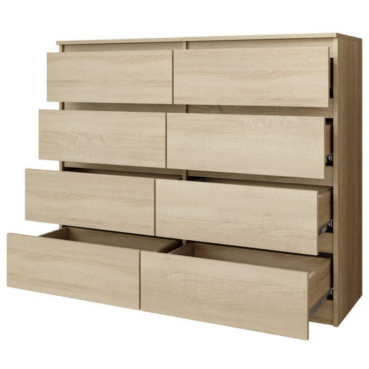 KOMMODE Look 100 cm mit acht Schubladen, eiche Sonoma - Sonoma Eiche, Holzwerkstoff (100/93/33cm) - Beautysofa