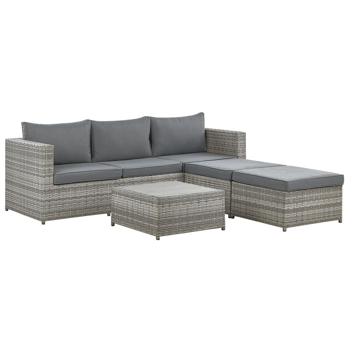 LOUNGE set 5-sjed sivi desne strane modularni Sabbia - siva, plastika - Beliani