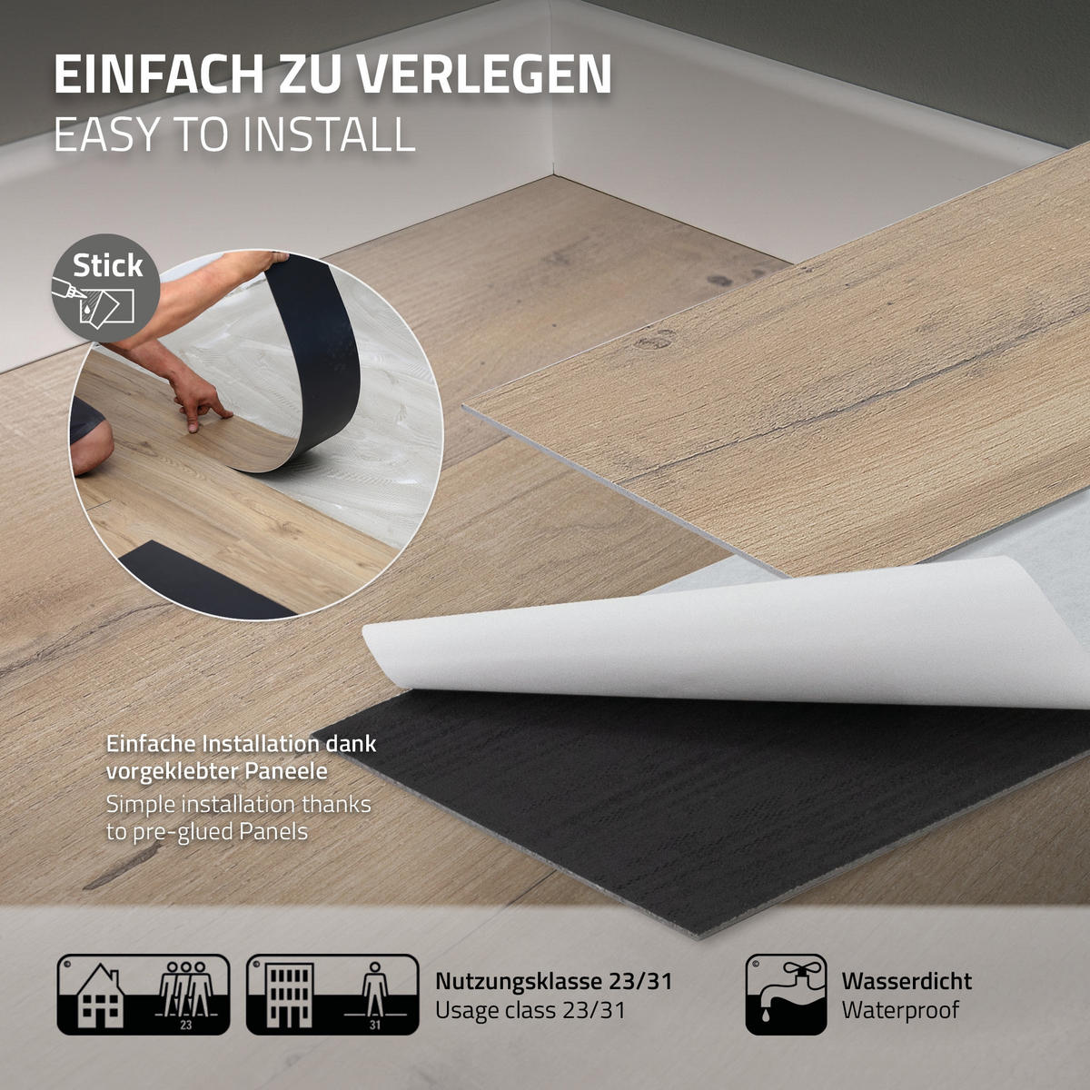 PVC BODENBELAG selbstklebend 2,23m²/16 Dielen Vinylboden Holzoptik Eiche Rustikal Hell - Eichefarben, Kunststoff (91.5/15.3/0.2cm) - ML-DESIGN