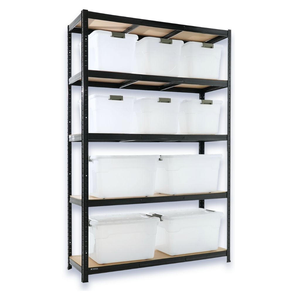 SCHWERLASTREGAL Ragnar inkl. 10x Aufbewahrungsbox 30 & 45 Liter - Schwarz, Metall (120/180/40cm) - PROREGAL