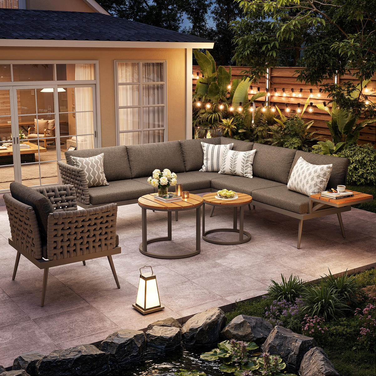 LOUNGEGARNITUR aus Eisen 200x73x76.5cm Grau mit 8 cm Polstern - Grau, Metall - Modfu