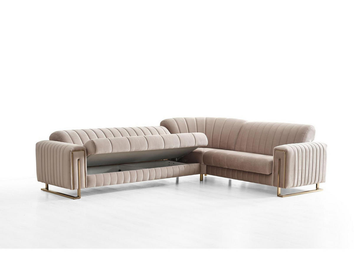 ECKSCHLAFSOFA Kochi Beige - Langer Schenkel Links - Beige, Holzwerkstoff/Kunststoff (315/245cm)