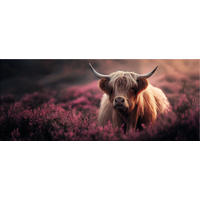 GLASBILD 125x50 cm Highland Rind natur - Beige, Glas (125/50cm) - artissimo