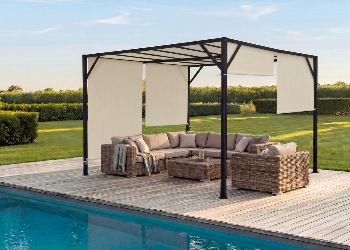 PERGOLA BEJA Cremeweiß - Weiß, Metall (405/212/405cm) - MCW