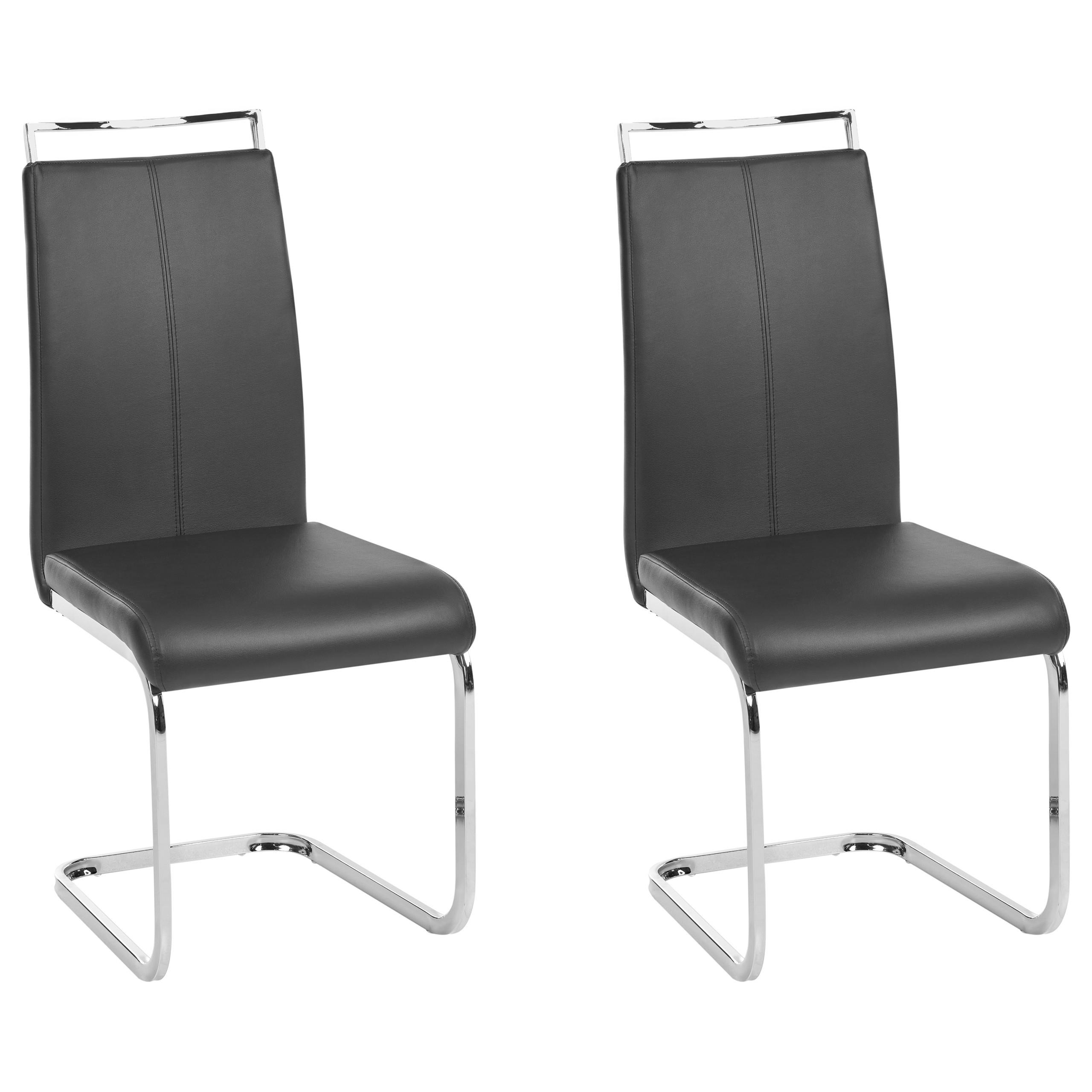 ESSZIMMERSTUHL 2er-Set Kunstleder Schwarz Greedin - Schwarz, Textil/Metall (43/100/56cm) - Beliani