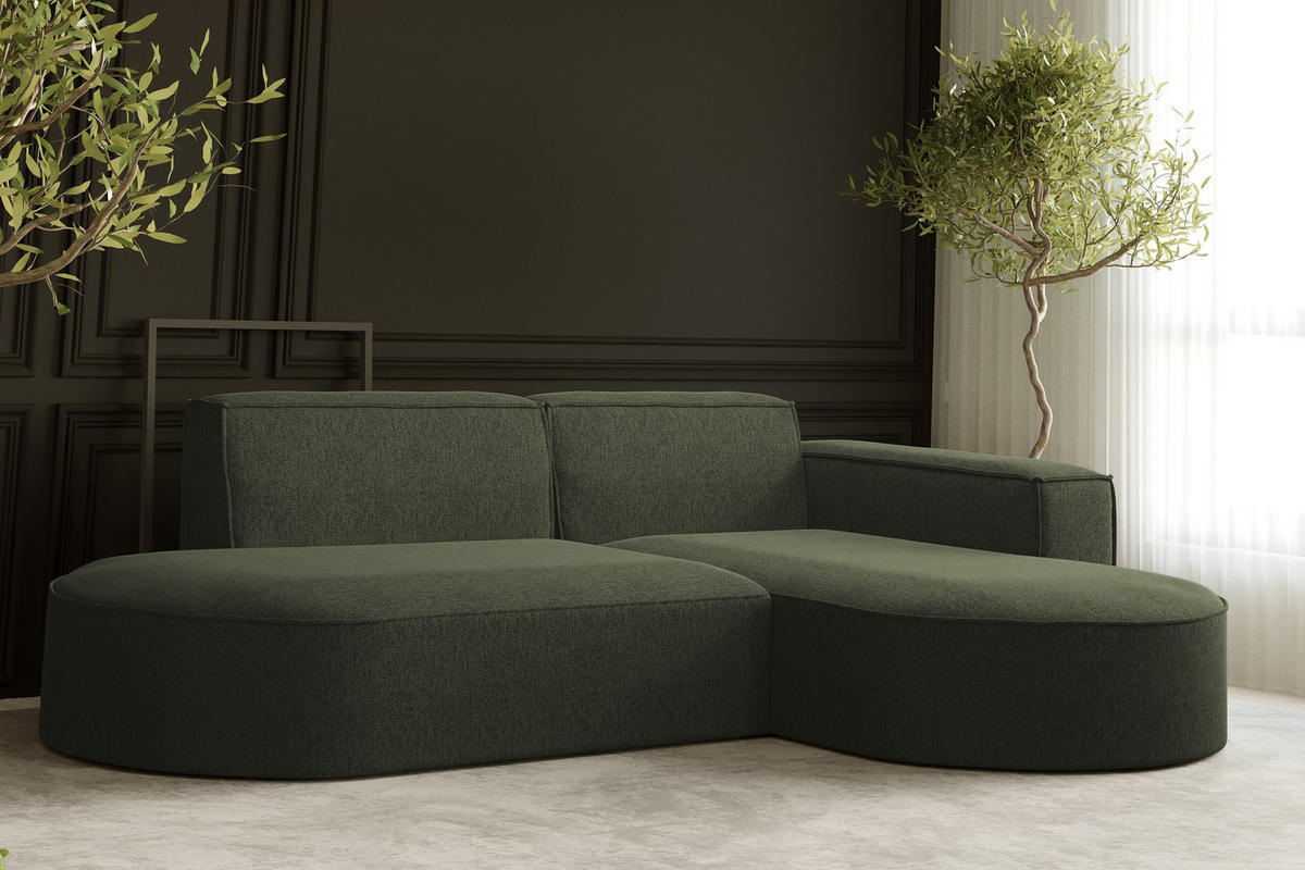 ECKSOFA MODENA L STUDIO Stoff Verita Dunkelgrün Rechts - Dunkelgrün, Holz (236/165cm) - Kaiser Möbel
