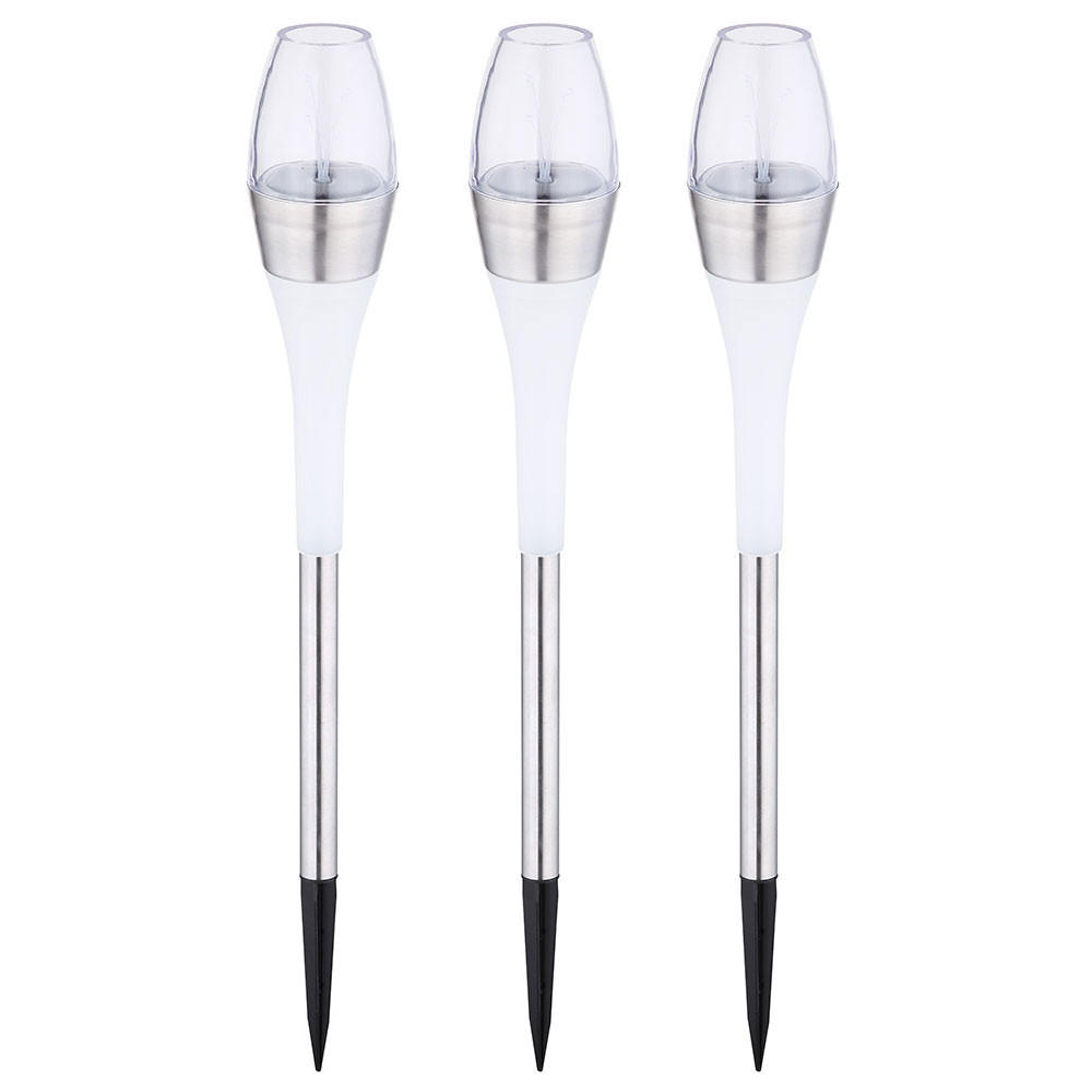 LED AUSSENLEUCHTE Solar Edelstahl Silber 3er Set - Silberfarben, Metall (6.7/6.7/55cm) - Globo Lighting